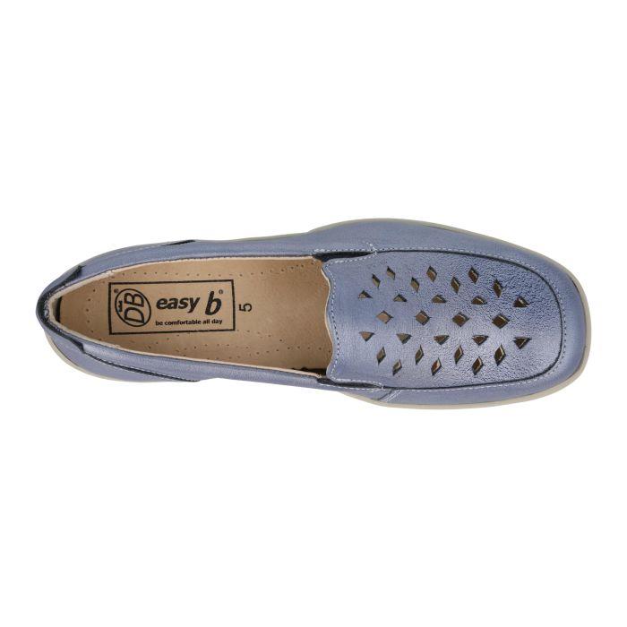 Women's Wide Fit DB Horseshoe Shoes in Blue Leather - Image 4