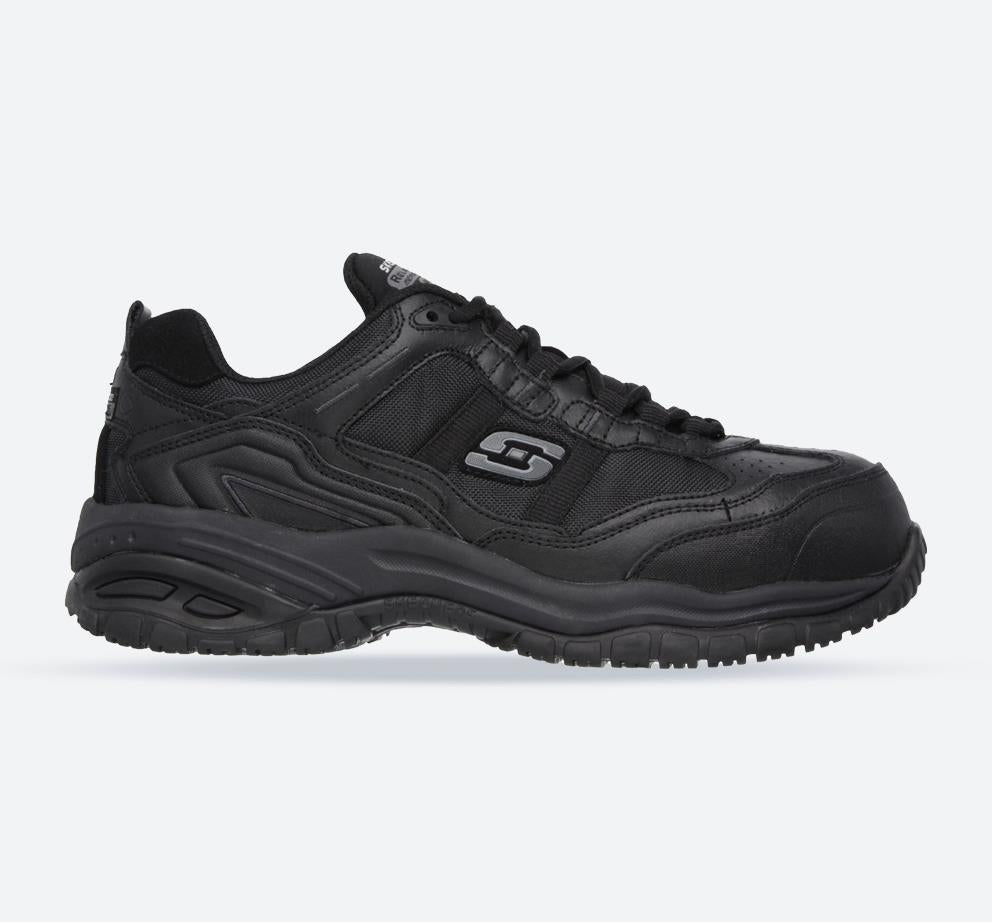 Men's Wide Fit Skechers 77013EC Soft Stride Grinnell Safety Trainers in Black - Image 1