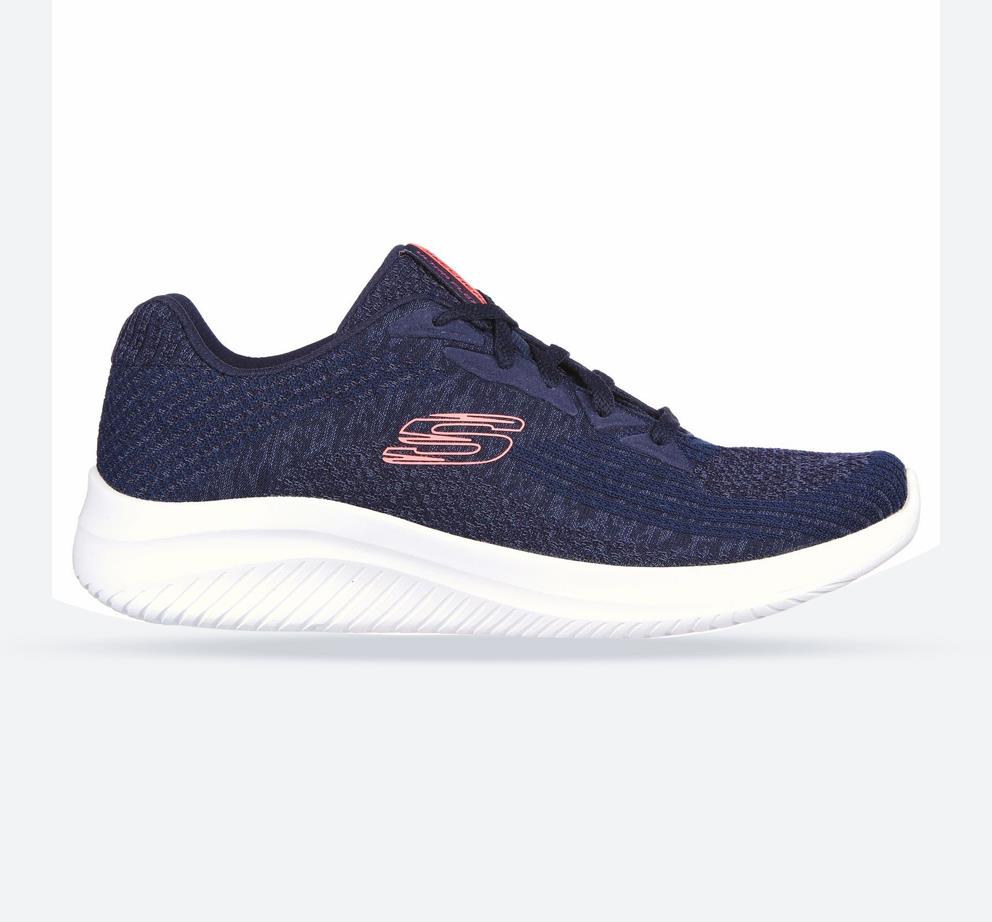 Women's Wide Fit Skechers 149705 Ultra Flex 3.0 Best Time Trainers in Navy - Image 1