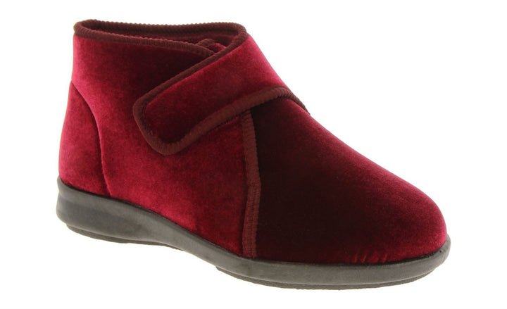 Womens Wide Fit DB Tern Boots in Burgundy Stretch - Image 1