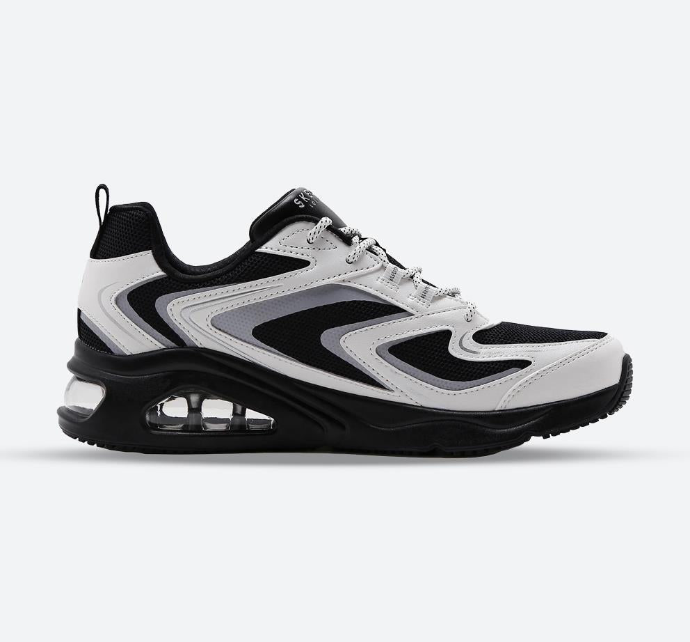 Women's Wide Fit Skechers 177424 Tres Air Uno Street Fl Air Trainers -  Black/White in Black/White - Image 1