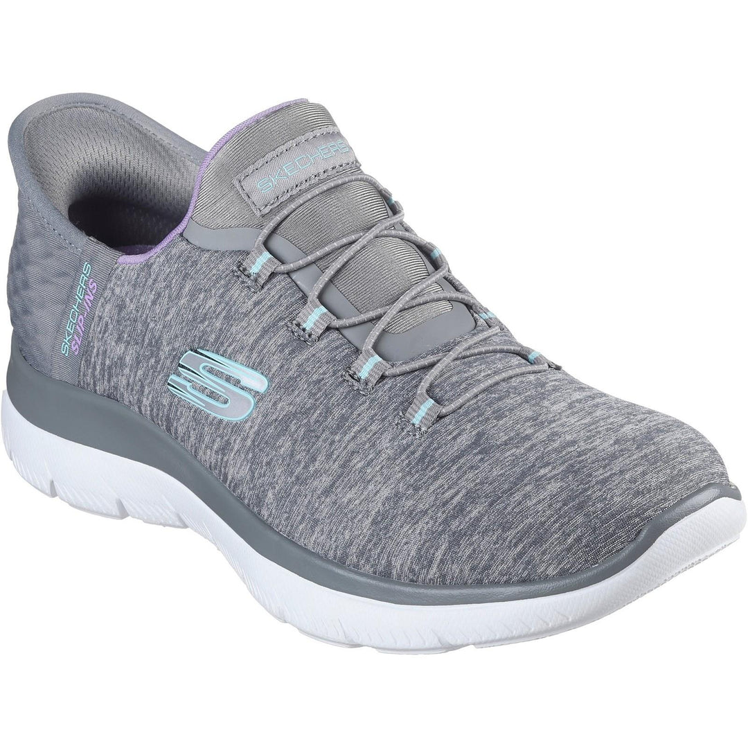 Women's Wide Fit Skechers 149937 Slip-ins Summits Dazzling Trainers in Grey/Multi - Image 3