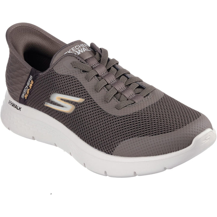 Men's Wide Fit Skechers 216324 Slip-ins Go Walk Flex Hands Up Trainers in Brown - Image 1