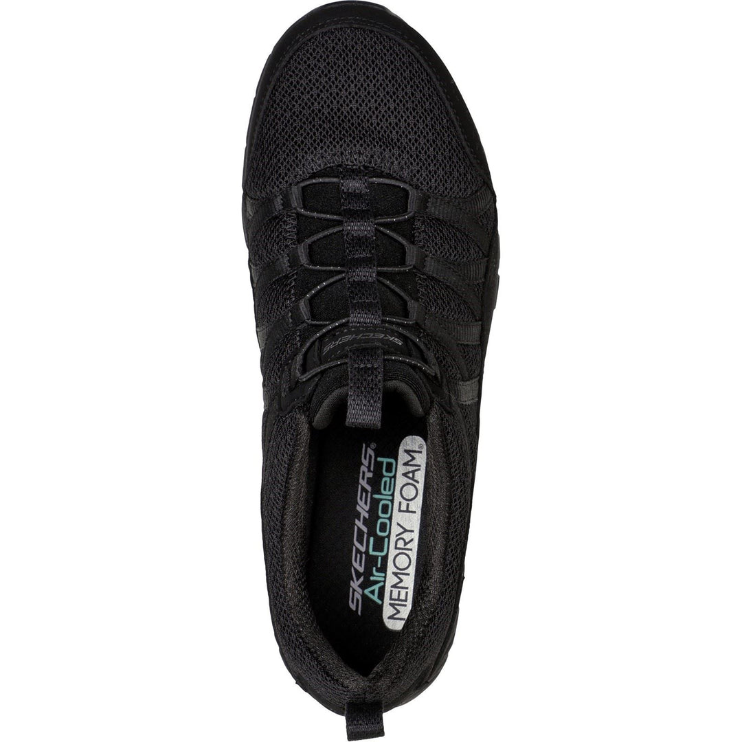 Women's Wide Fit Skechers 104281 Gratis Sport Live Golden Trainers - Black in Black - Image 5