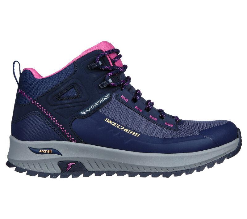 Women's Wide Fit Skechers 180086 Arch Fit Discover Elevation Gain Boots in Navy/Purple - Image 2