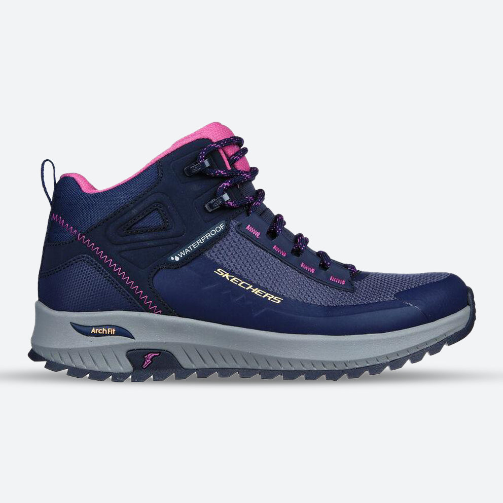 Women's Wide Fit Skechers 180086 Arch Fit Discover Elevation Gain Boots in Navy/Purple - Image 1