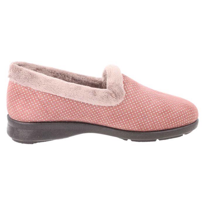 Women's Wide Fit DB Betony Slippers in Rose Velour / Shiny Dot - Image 9