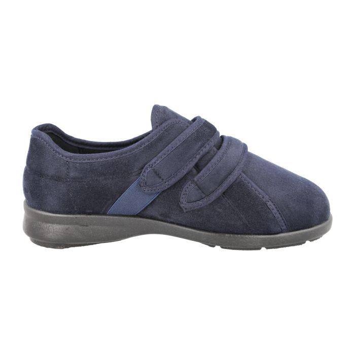 Women's Wide Fit DB Mansfield Slippers in Black Stretch Suedette - Image 8