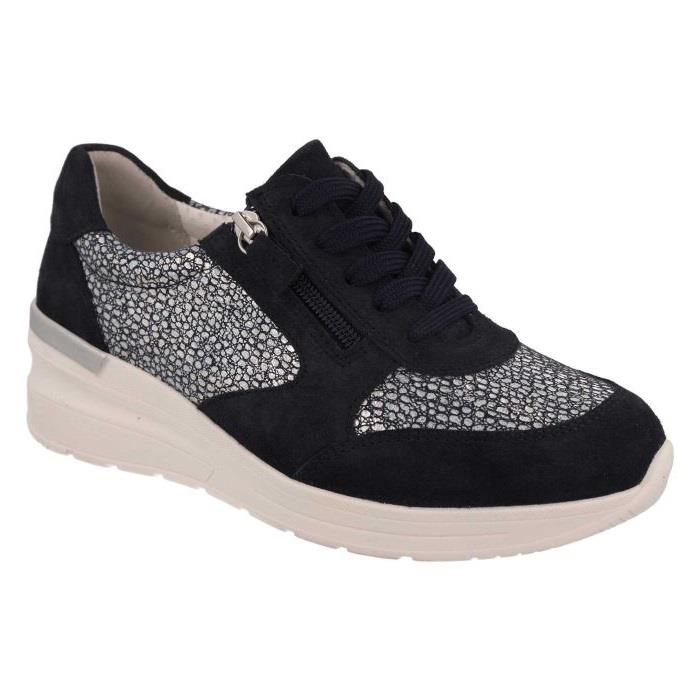 Women's Wide Fit DB Bilberry Trainers in Navy Suede - Image 1