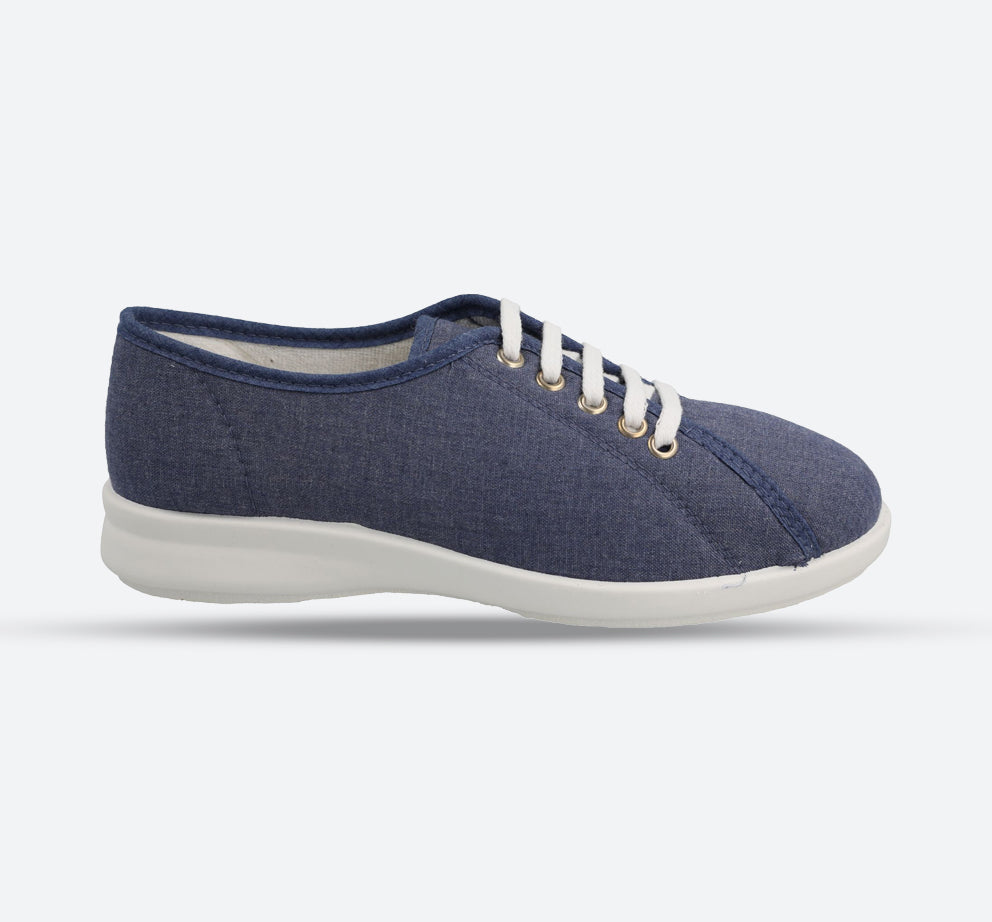 Womens Wide Fit DB Anthea Canvas Shoes in Denim Blue - Image 1