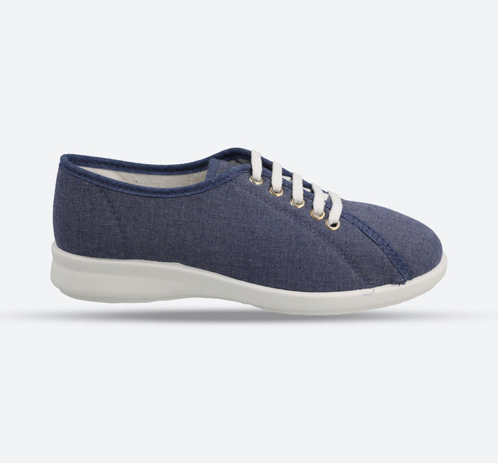 Womens Wide Fit DB Anthea Canvas Shoes in Denim Blue - Image 1