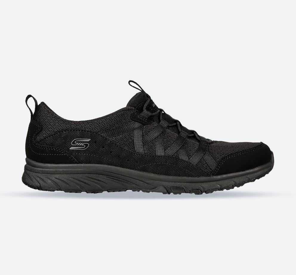 Women's Wide Fit Skechers 104281 Gratis Sport Live Golden Trainers - Black in Black - Image 1