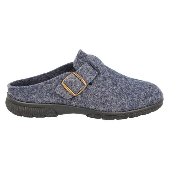 Men's Wide Fit DB Skyfall Mule Buckle Slippers in Navy Felt - Image 2