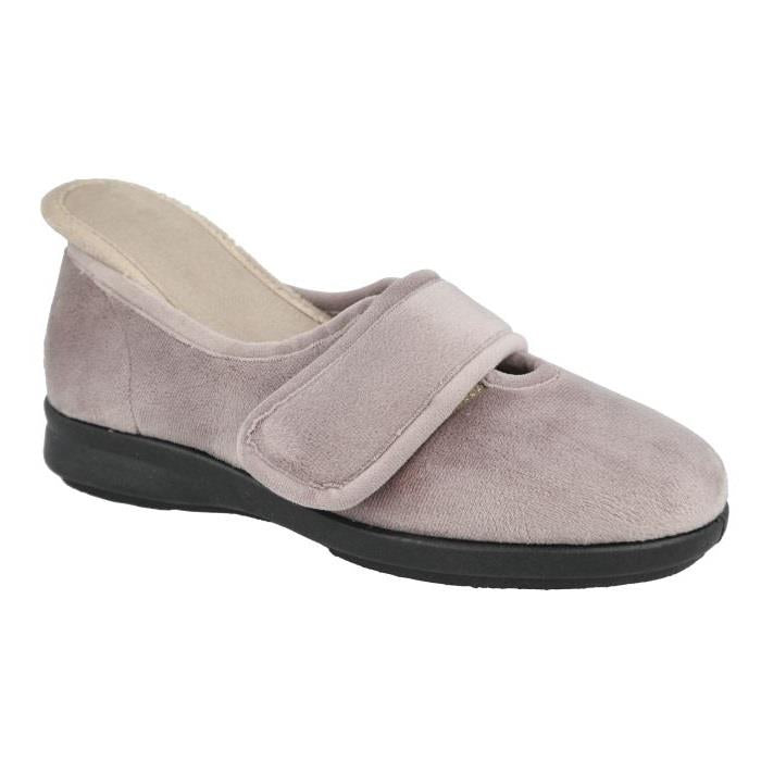 Women's Wide Fit DB Fountain Slippers in Sky Blue Velour - Image 12