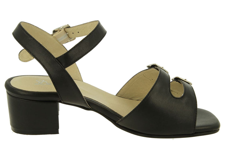 Womens Wide Fit DB Curlew Sandals in Black Leather - Image 1