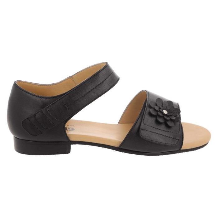 Women's Wide Fit DB Peony Sandals in Black Leather - Image 2