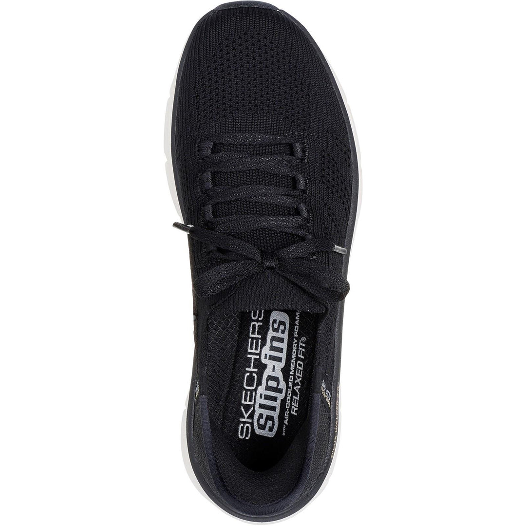Women's Relaxed Fit Skechers 150105  Slip-ins Dlux Walker 2.0 Polyester Trainers in Black/Tan - Image 5
