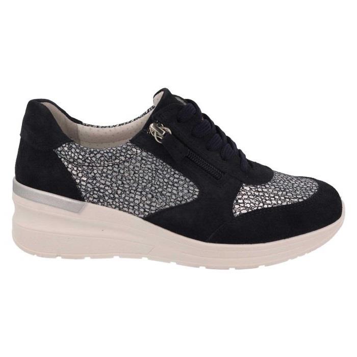 Women's Wide Fit DB Bilberry Trainers in Navy Suede - Image 1