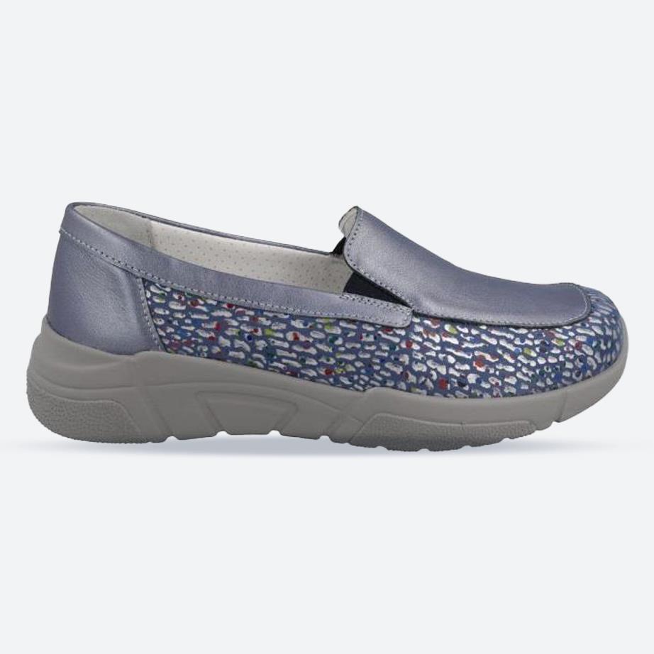 Women's Wide Fit DB Beetle Loafer Shoes in Sky Blue - Image 1