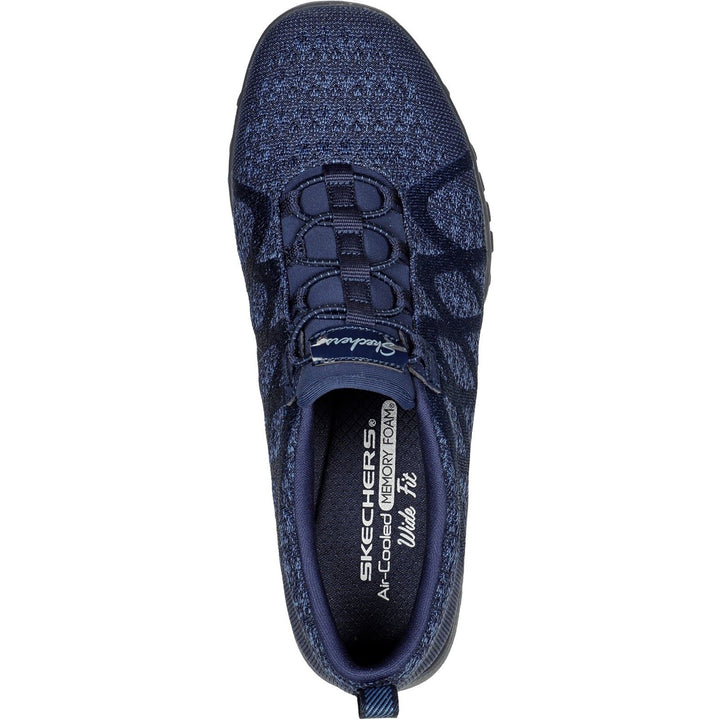 Women's Wide Fit Skechers 100301 Relaxed Fit Breathe Easy Infi Knity Trainers - Navy in Navy - Image 1