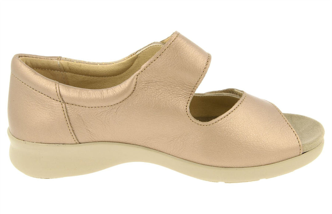 Womens Wide Fit DB Petra Sandals in Gold Lea / Suede - Image 4