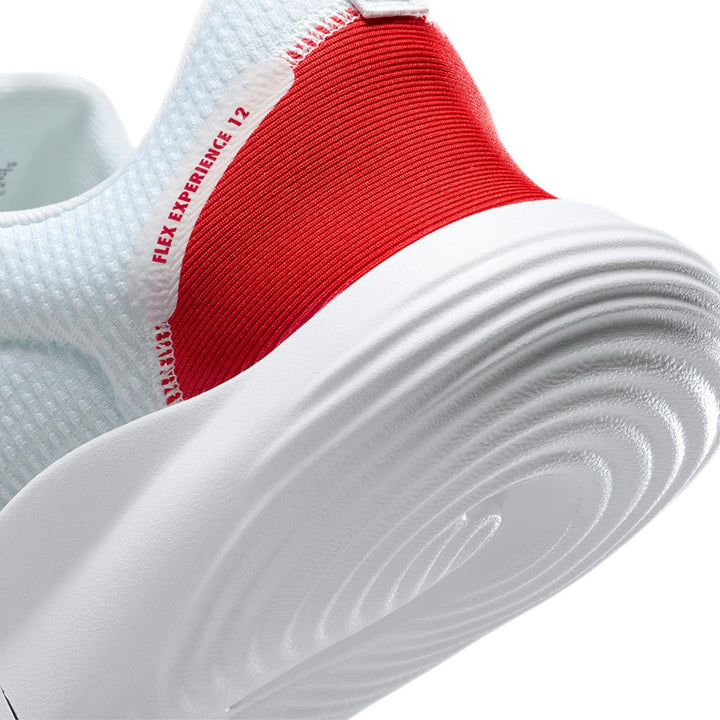 Men's Wide Fit Nike DV0744-102 Flex Experience Run 12 Running Trainers in White/Red - Image 1