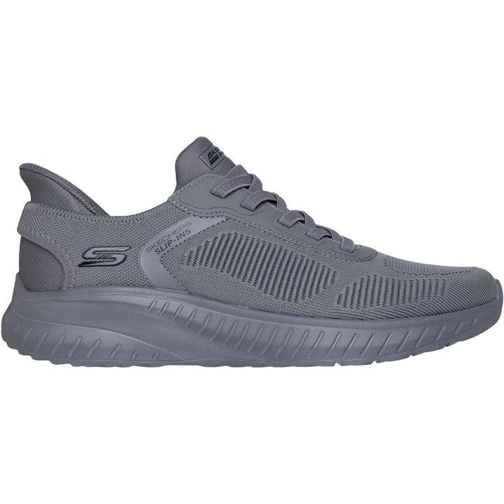 Men's Wide Fit Skechers Slip-ins 118312 Bobs Sport Squad Chaos Solid Step Trainers in Dark Grey - Image 1