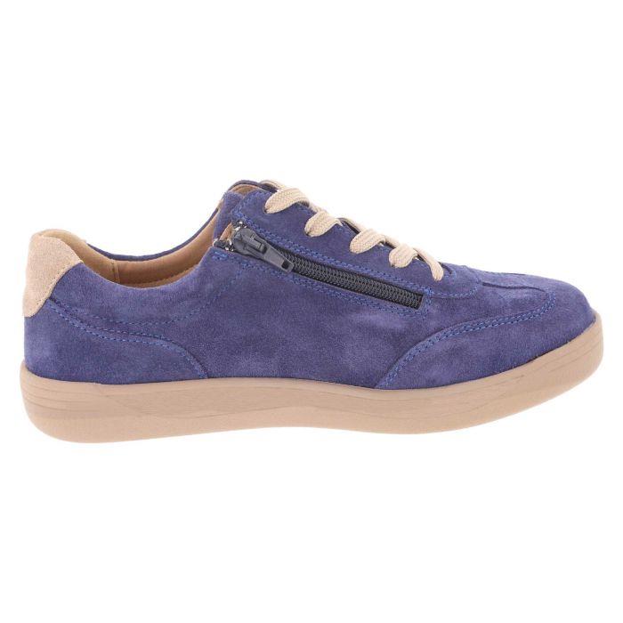 Women's Wide Fit DB Hannah Lace Up Trainers in Black Suede - Image 1