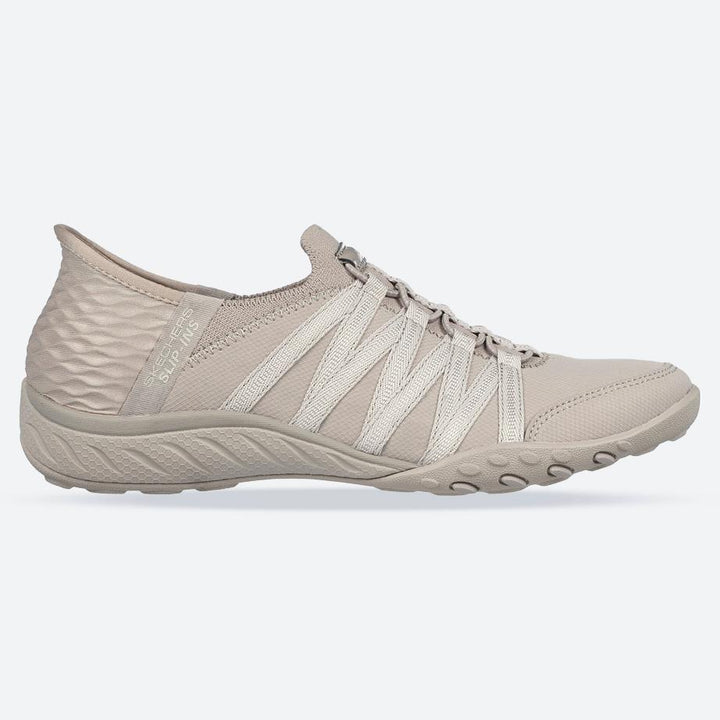 Women's Wide Fit Skechers 100593 Breathe Easy Roll With Me Shoes - Taupe in Taupe - Image 1