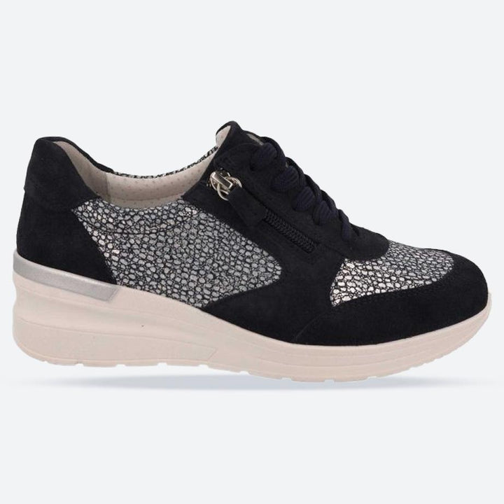 Women's Wide Fit DB Bilberry Trainers in Navy Suede - Image 1