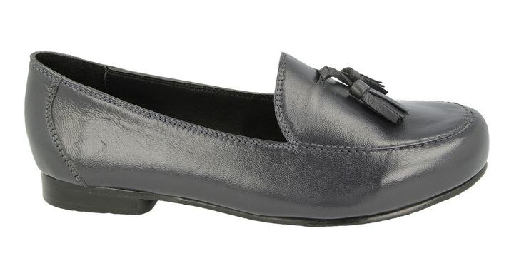 Womens Wide Fit DB Kemble Loafers in Black - Image 1