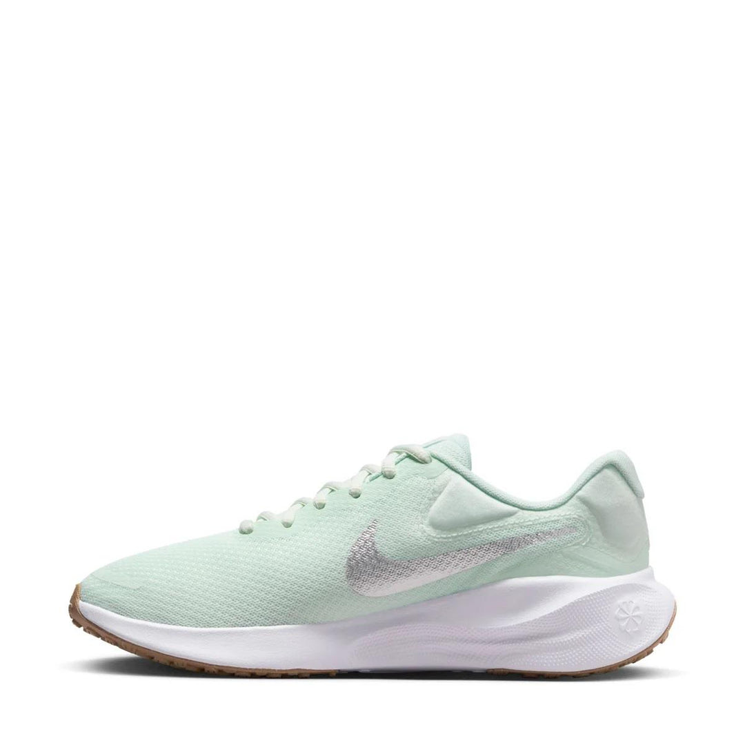 Women's Wide Fit Nike FZ6829-303 Revolution 7 Trainers in Green Metalic Silver - Image 3