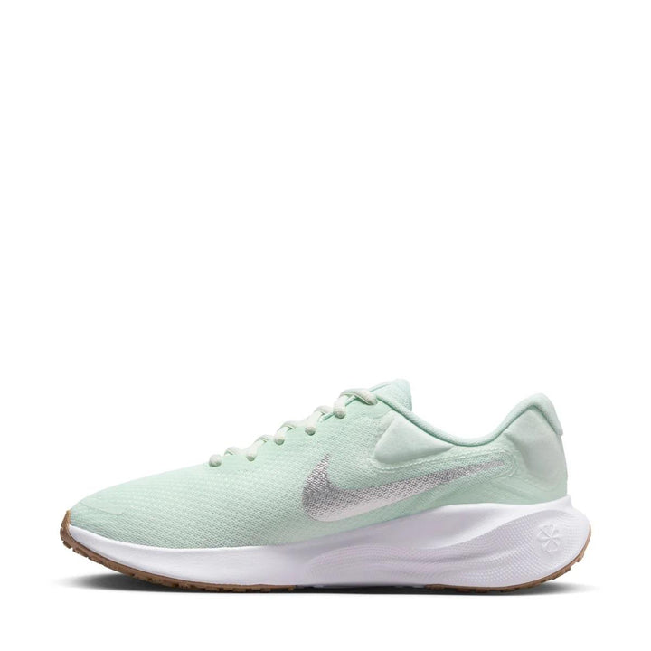 Women's Wide Fit Nike FZ6829-303 Revolution 7 Trainers in Green Metalic Silver - Image 1