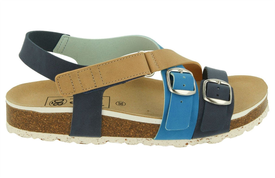 Womens Wide Fit DB Suki Sandals in Blue Multi Synthetic - Image 2