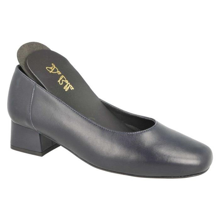 Women's Wide Fit DB Hyperion Heel Court Shoes in Black Leather - Image 12