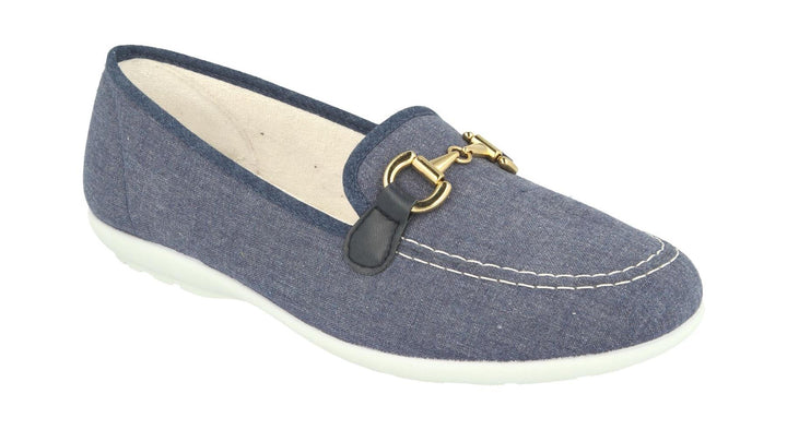 Womens Wide Fit DB Alpha Canvas Shoes in Navy - Image 1