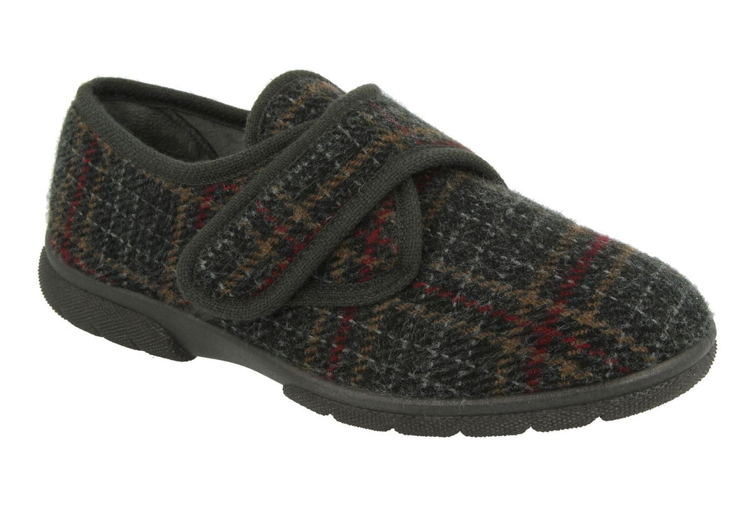 Mens Wide Fit DB Tartan Slippers in Navy Tartan - Image 13