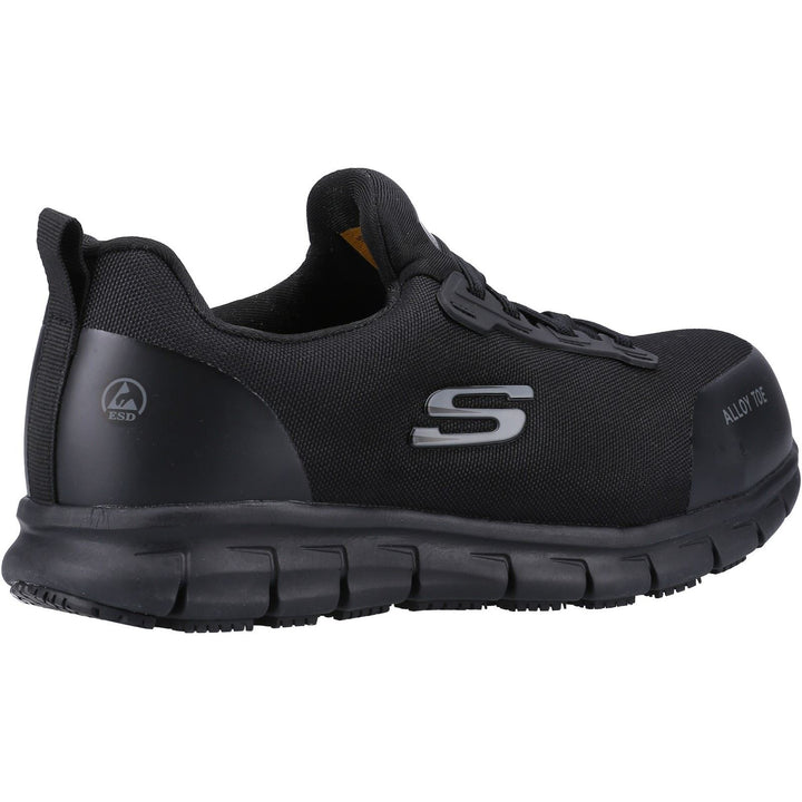 Women's Wide Fit Skechers 108041EC Sure Track Jixie Safety Trainers in Black - Image 1