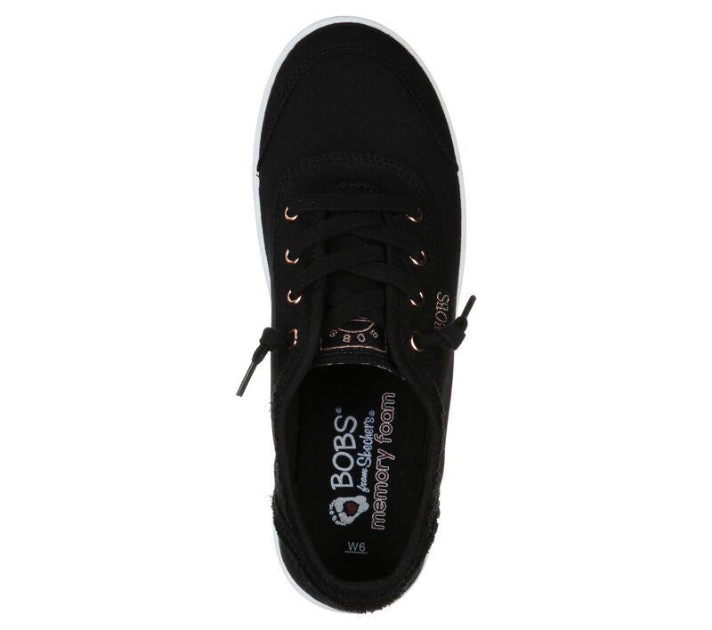 Women's Wide Fit Skechers Bobs 33492W Shoes in Black - Image 5
