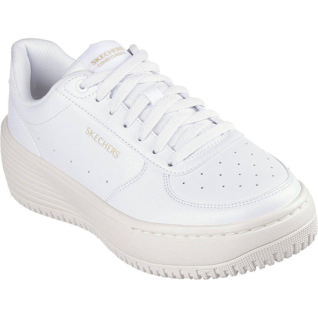 Women's Wide Fit Skechers 185110 Court Classics Grand 92 Be Lifted Trainers - White/Natural in White/Natural - Image 3