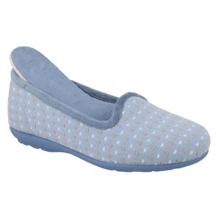 Women's Wide Fit DB Lacey Slip-on Slippers in Blue Multi Textile - Image 1