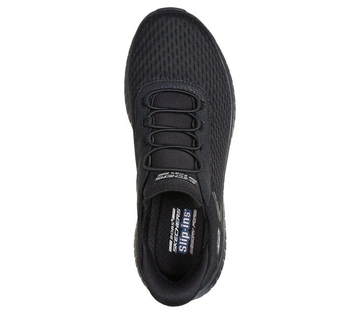 Women's Wide Fit Skechers 117504 Slip-ins Bobs Sport Squad Chaos In Color Trainers in Black - Image 1