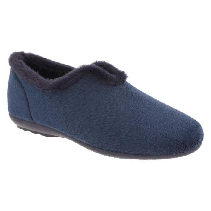 Women's Wide Fit DB Faye Slip on Slippers in Red Velour - Image 1