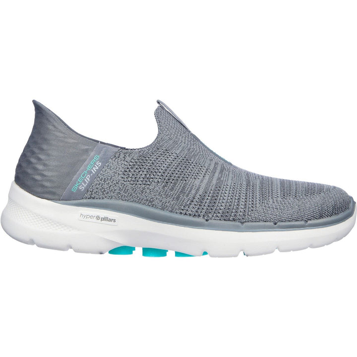 Women's Wide Fit Skechers 124569 Slip-ins GO WALK 6 Fabulous View Trainers - Grey in Grey - Image 1