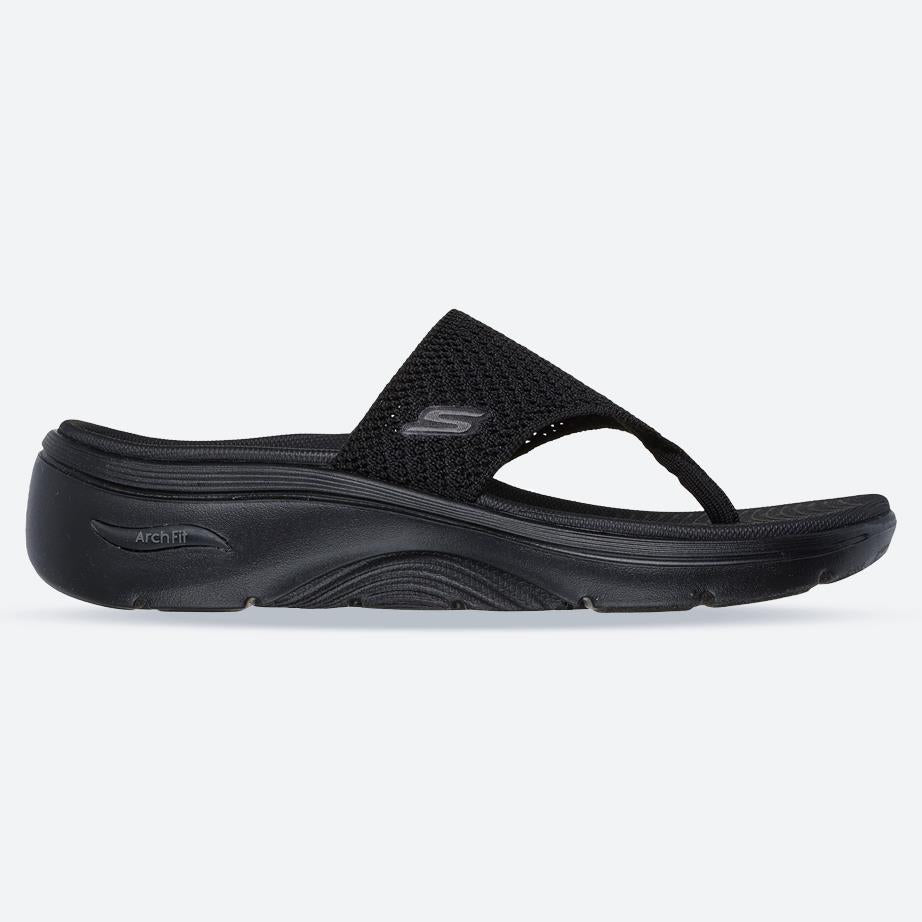 Women's Wide Fit Skechers 140861 Carrie Go Walk Arch Fit 2.0 Sandals in Black - Image 1