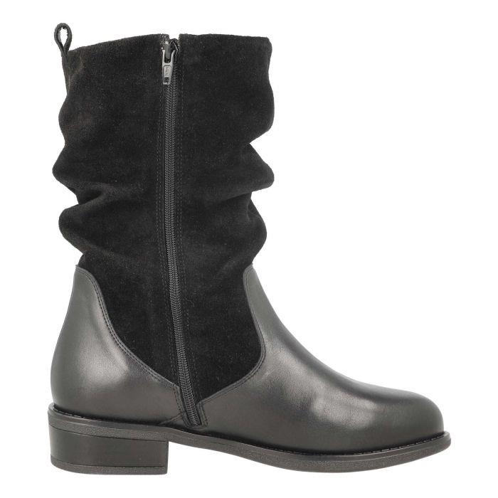 Women's Wide Fit DB Hornbeam Boots in Black Leather / Suede - Image 1