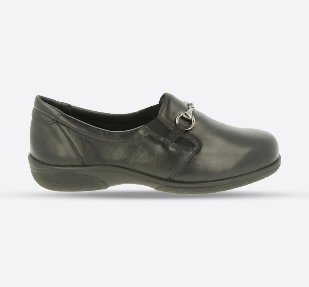 Womens Wide Fit DB Antarctica Shoes in Black Leather - Image 1