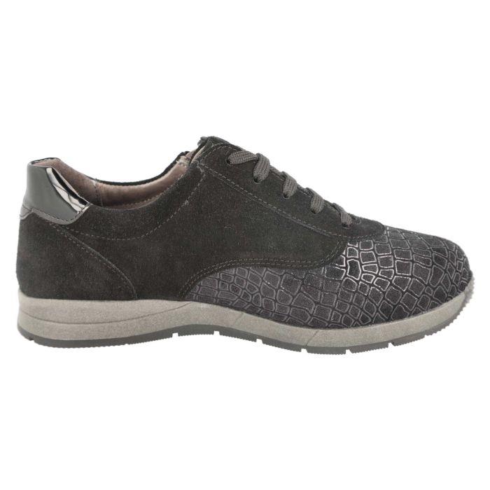 Women's Wide Fit DB Cumulus Trainers in Black Suede / Stretch / Patent - Image 1