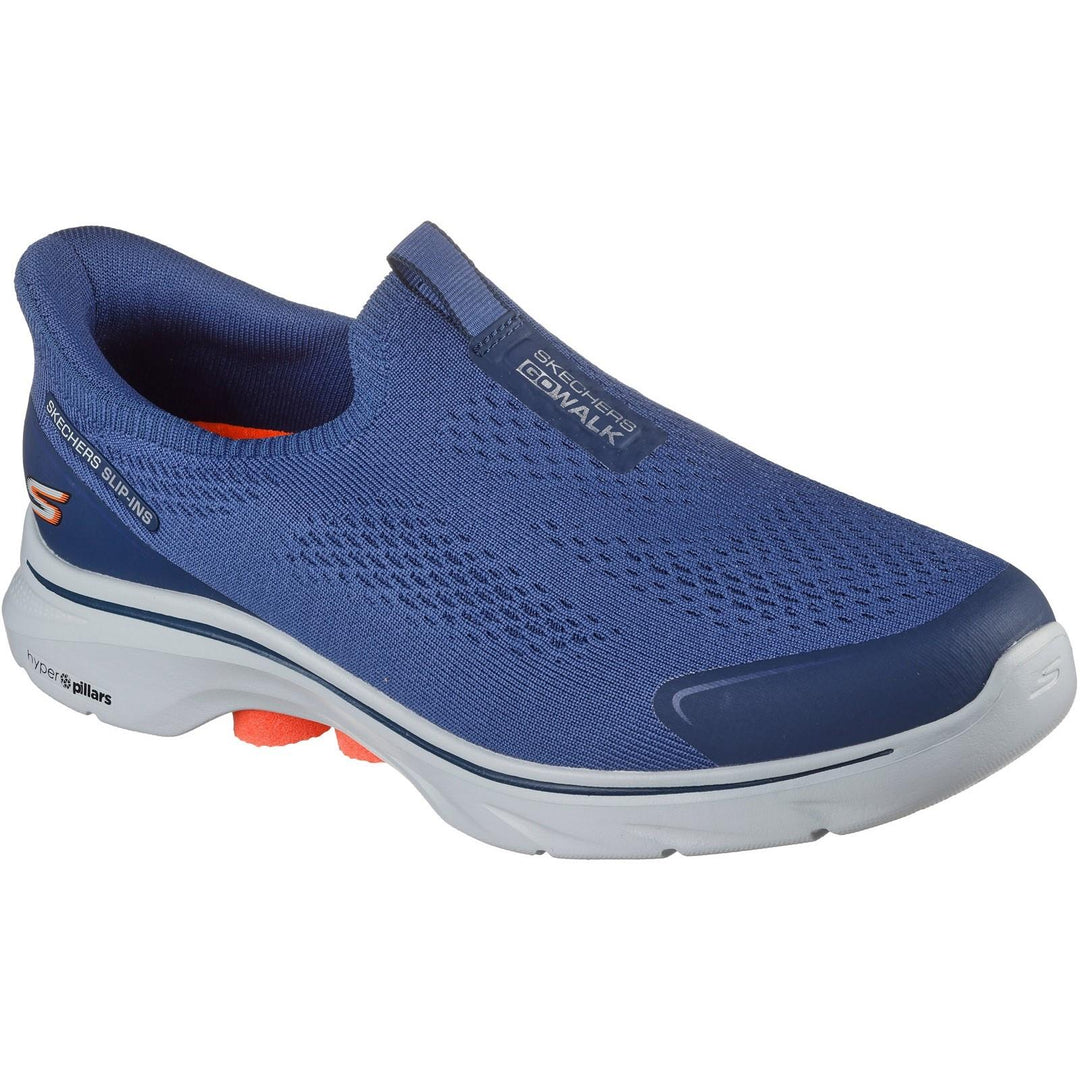 Men's Wide Fit Skechers 216553 Slip-ins Go Walk 7 Easy On Evolution Trainers in Black/Charcoal - Image 8