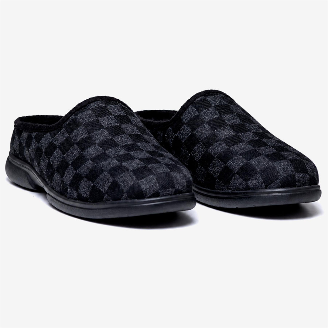 Men's Wide Fit Tredd Well Clarkson Mule Slippers in Black - Image 5